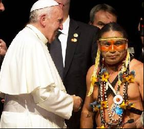 POPE FRANCIS MEETS A GUARANI-KAIOWÁ LEADER, SHEDDING LIGHT ON A BRAZILIAN INDIGENOUS PEOPLE THREATENED WITH EXTERMINATION